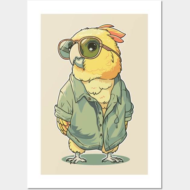 Vintage Green Cheek Conure Exotic Birds Parrot Sunglasses Wall Art by RetroZin